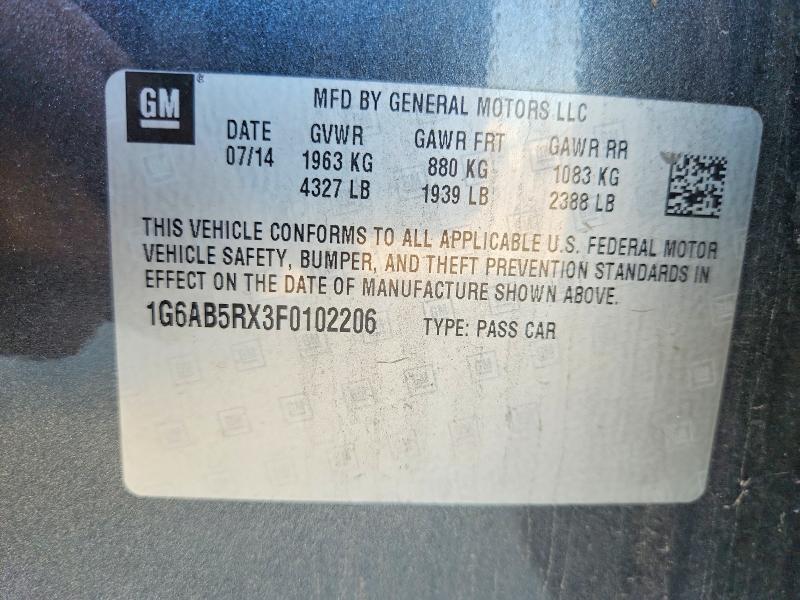 57518426 :رقم المزاد ، 1G6AB5RX3F0102206 vin ، 2015 Cadillac Ats مزاد بيع