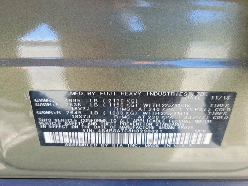 57872736 :رقم المزاد ، 4S4BSATC8H3298821 vin ، 2017 Subaru Outback مزاد بيع