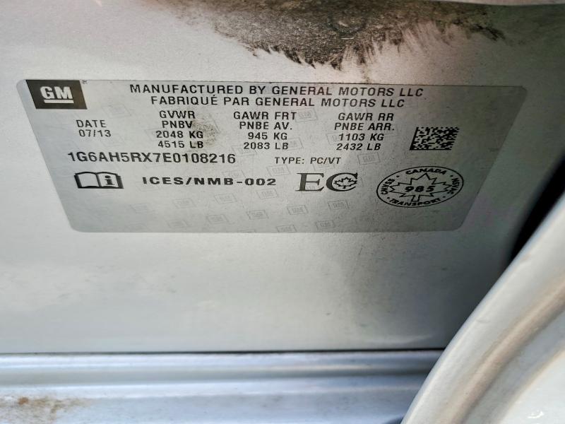 58152866 :رقم المزاد ، 1G6AH5RX7E0108216 vin ، 2014 Cadillac Ats مزاد بيع