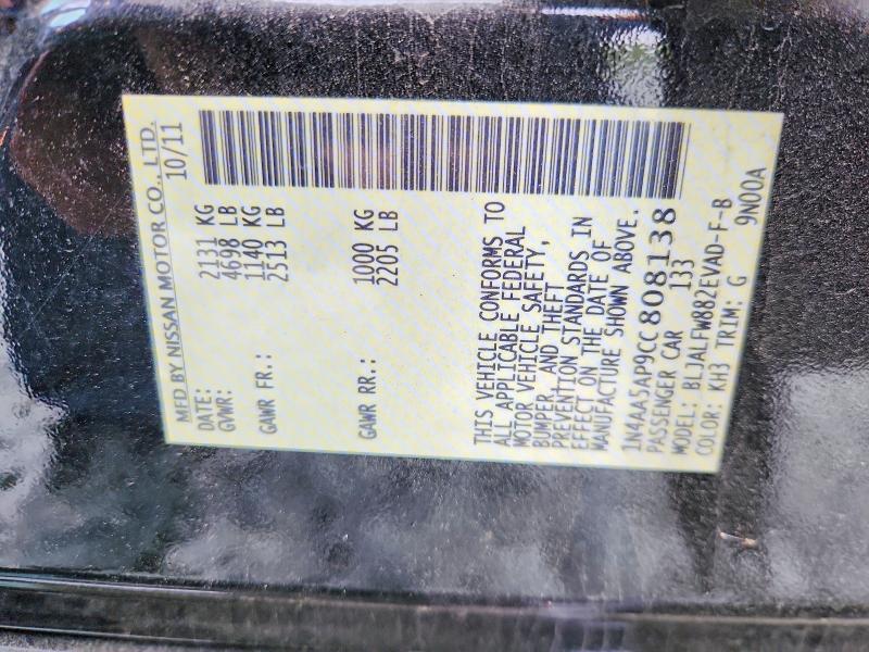 Aukcja sprzedaży 2012 Nissan Maxima, vin: 1N4AA5AP9CC808138, numer aukcji: 56822596