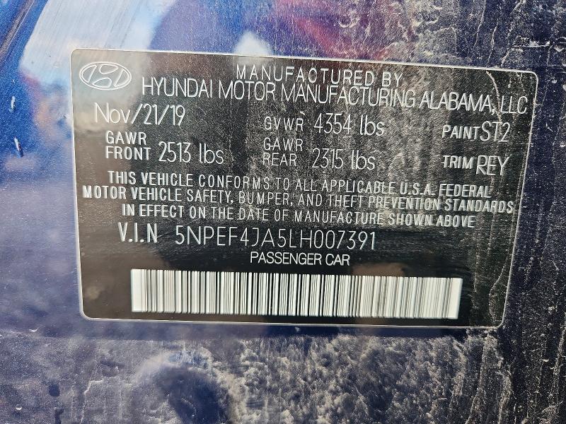 Aukcja sprzedaży 2020 Hyundai Sonata, vin: 5NPEF4JA5LH007391, numer aukcji: 58719346
