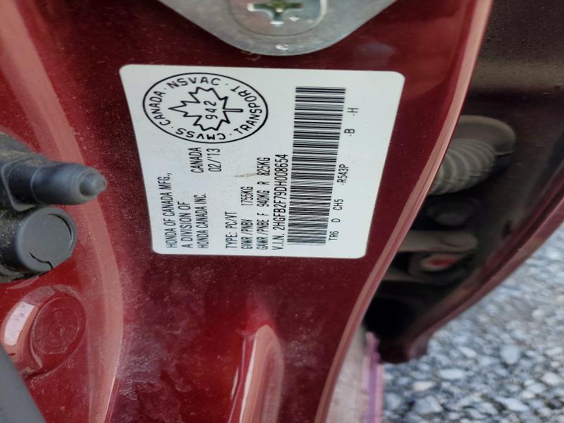 57019516 :رقم المزاد ، 2HGFB2F79DH008654 vin ، 2013 Honda Civic مزاد بيع