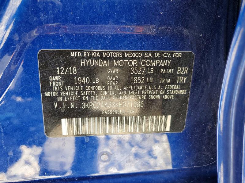 Aukcja sprzedaży 2019 Hyundai Accent, vin: 3KPC24A33KE071386, numer aukcji: 56994846