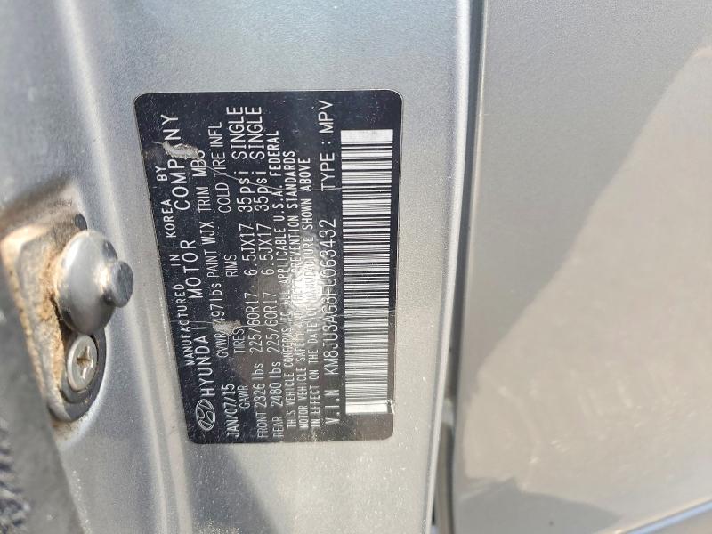 59154506 :رقم المزاد ، KM8JU3AG8FU063432 vin ، 2015 Hyundai Tucson مزاد بيع