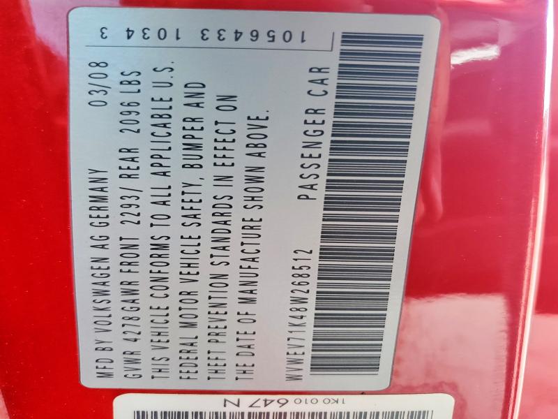 Продаж на аукціоні авто 2008 Volkswagen Gti, vin: WVWEV71K48W268512, номер лоту: 58581436