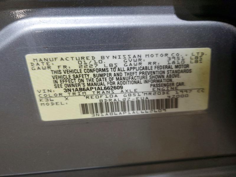 Aukcja sprzedaży 2010 Nissan Sentra, vin: 3N1AB6AP1AL662609, numer aukcji: 56398426