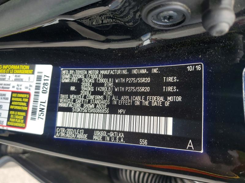 Aukcja sprzedaży 2017 Toyota Sequoia, vin: 5TDKY5G15HS066856, numer aukcji: 56564616