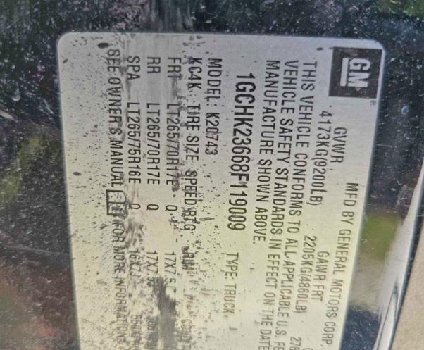Aukcja sprzedaży 2008 Chevrolet Silverado, vin: 1GCHK23668F119009, numer aukcji: 57267536