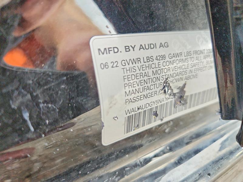 2022 Audi A3 მანქანა იყიდება აუქციონზე, vin: WAUAUDGY5NA104204, აუქციონის ნომერი: 55714166