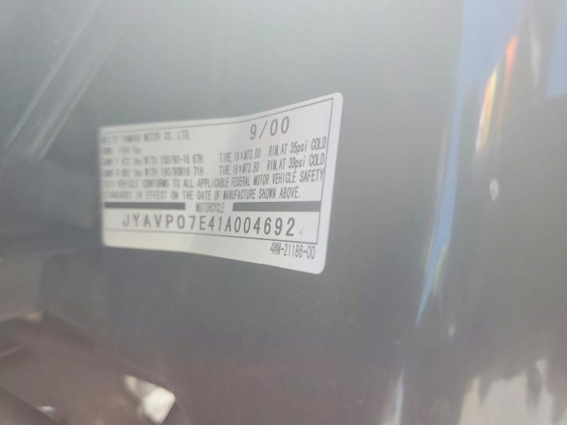 2001 Yamaha Xv1600 მანქანა იყიდება აუქციონზე, vin: JYAVP07E41A004692, აუქციონის ნომერი: 55926216