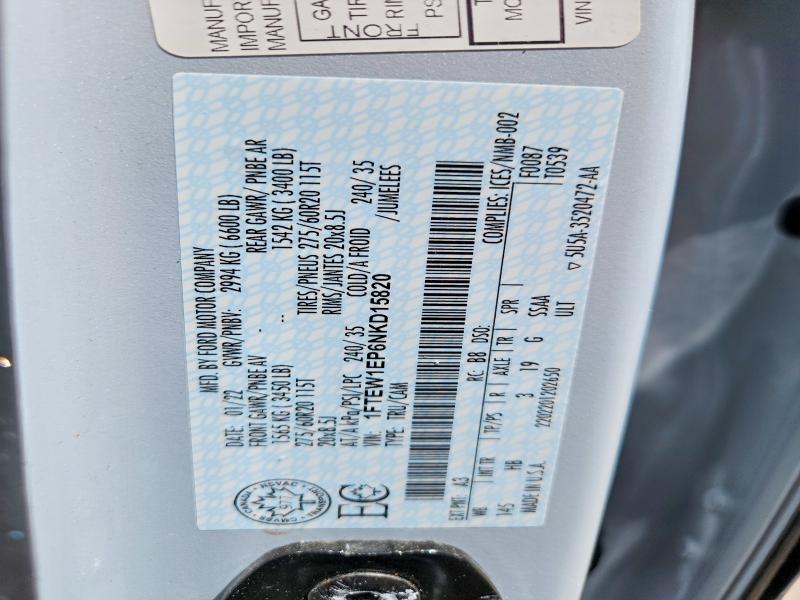 Продаж на аукціоні авто 2022 Ford F150, vin: 1FTEW1EP6NKD15820, номер лоту: 58713226