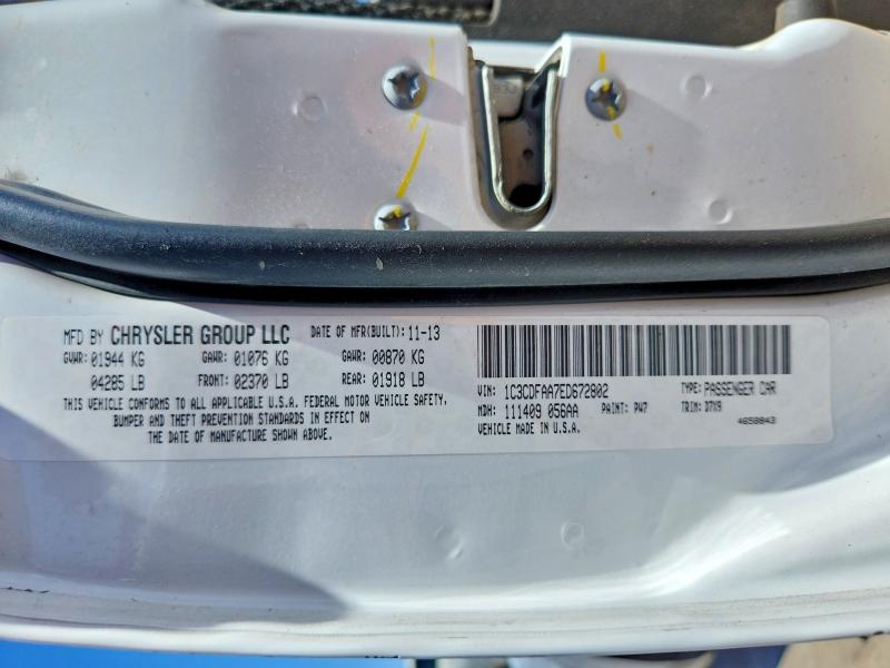 Продажа на аукционе авто 2014 Dodge Dart, vin: 1C3CDFAA7ED672802, номер лота: 57576106