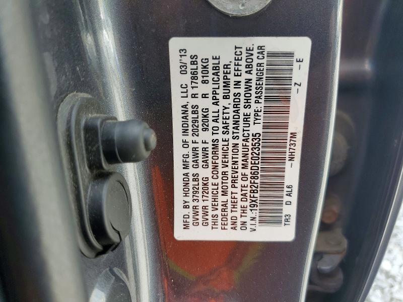 55916316 :رقم المزاد ، 19XFB2F86DE023535 vin ، 2013 Honda Civic مزاد بيع
