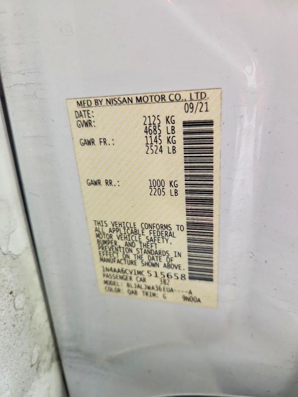 Продаж на аукціоні авто 2021 Nissan Maxima, vin: 1N4AA6CV1MC515658, номер лоту: 55939296