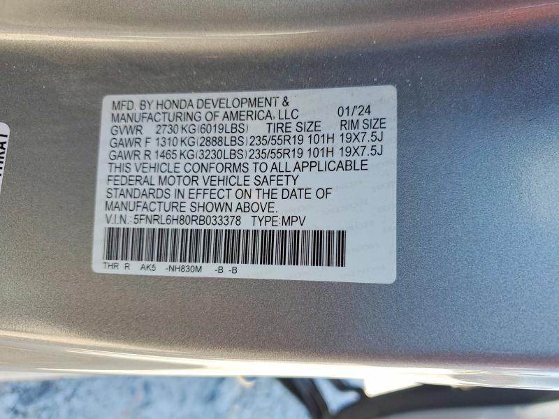 Aukcja sprzedaży 2024 Honda Odyssey, vin: 5FNRL6H80RB033378, numer aukcji: 55615686