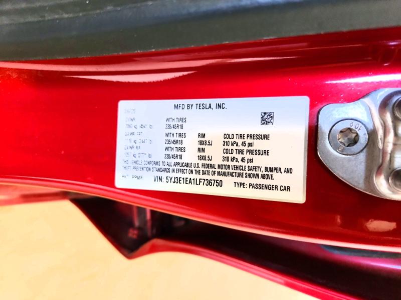 Aukcja sprzedaży 2020 Tesla Model 3, vin: 5YJ3E1EA1LF736750, numer aukcji: 85992615