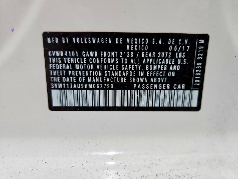 2017 Volkswagen Golf მანქანა იყიდება აუქციონზე, vin: 3VW117AU9HM062790, აუქციონის ნომერი: 56413686