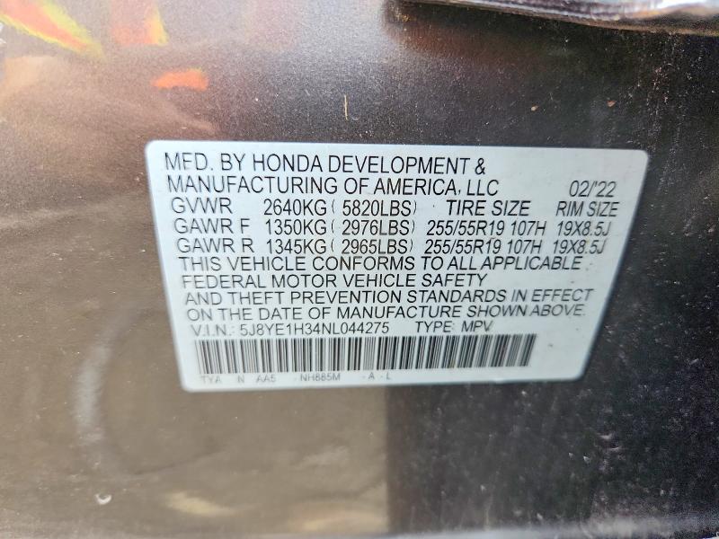 56228606 :رقم المزاد ، 5J8YE1H34NL044275 vin ، 2022 Acura Mdx مزاد بيع