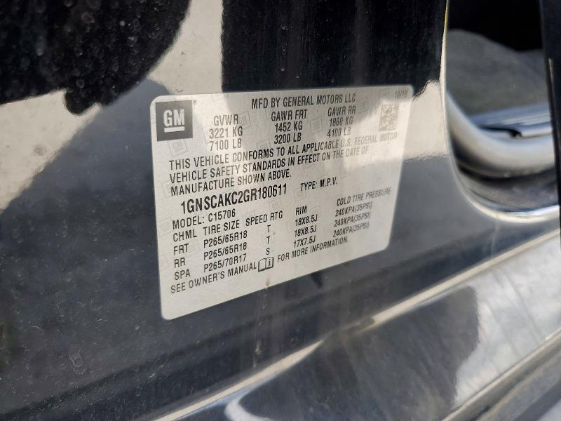 Aukcja sprzedaży 2016 Chevrolet Tahoe, vin: 1GNSCAKC2GR180611, numer aukcji: 58466546