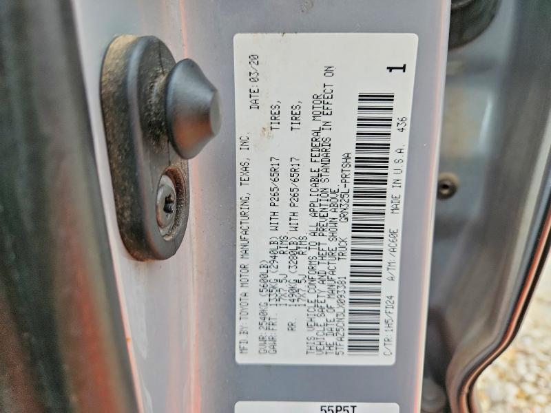 Aukcja sprzedaży 2020 Toyota Tacoma, vin: 5TFAZ5CN3LX093381, numer aukcji: 56031096