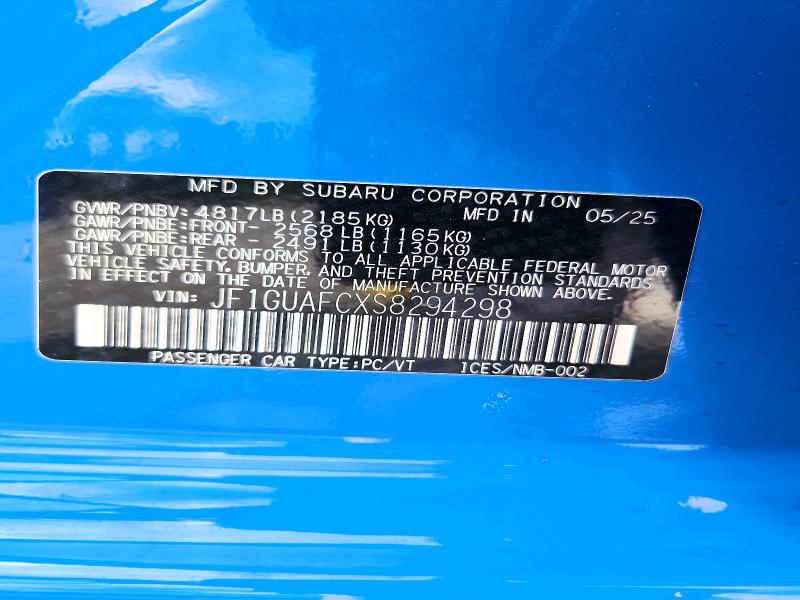 Aukcja sprzedaży 2025 Subaru Impreza, vin: JF1GUAFCXS8294298, numer aukcji: 58367646