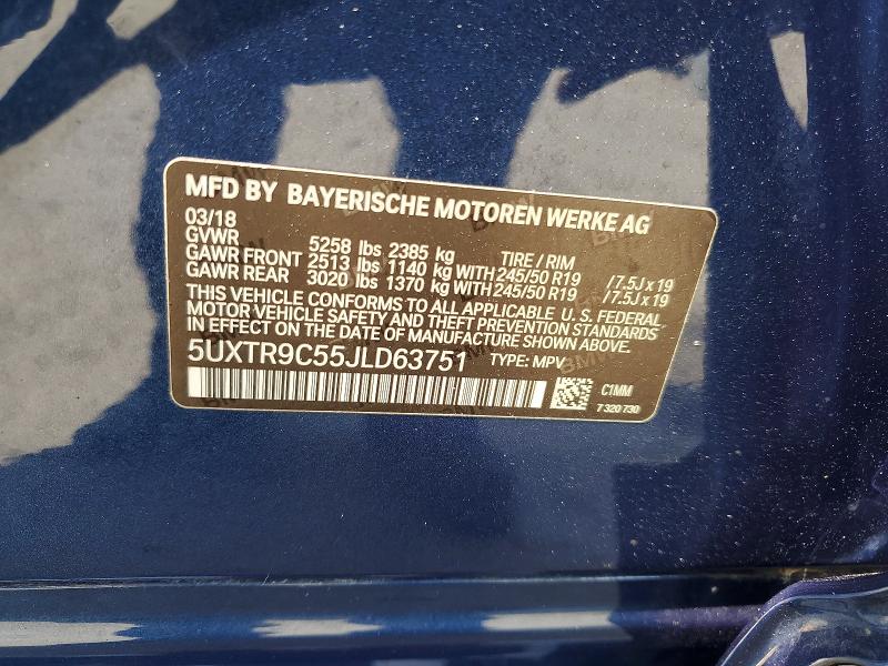Aukcja sprzedaży 2018 Bmw X3, vin: 5UXTR9C55JLD63751, numer aukcji: 58793466