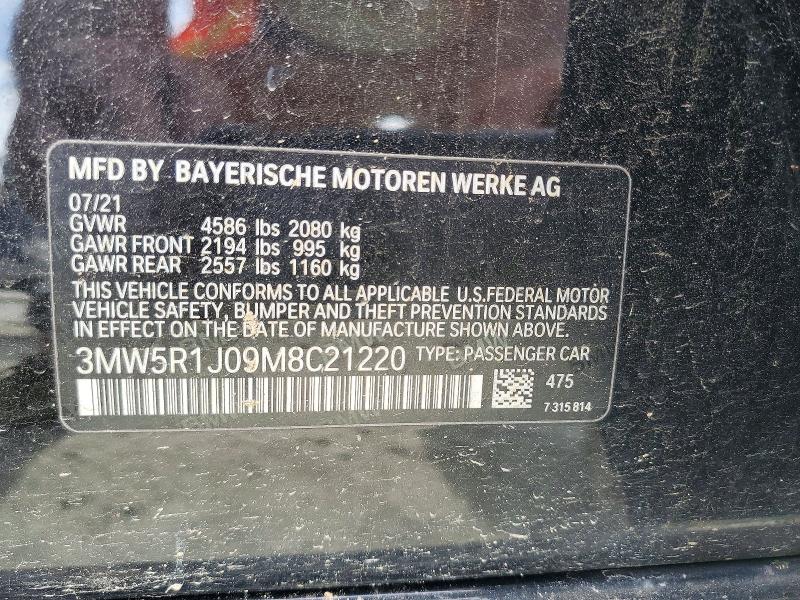 56342546 :رقم المزاد ، 3MW5R1J09M8C21220 vin ، 2021 Bmw 330i مزاد بيع