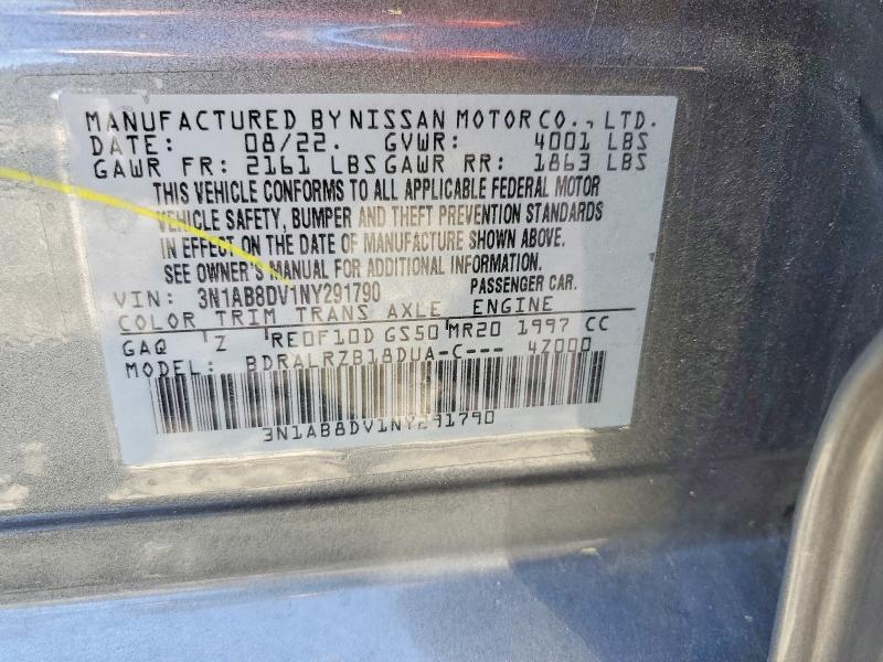 Продаж на аукціоні авто 2022 Nissan Sentra, vin: 3N1AB8DV1NY291790, номер лоту: 56984126