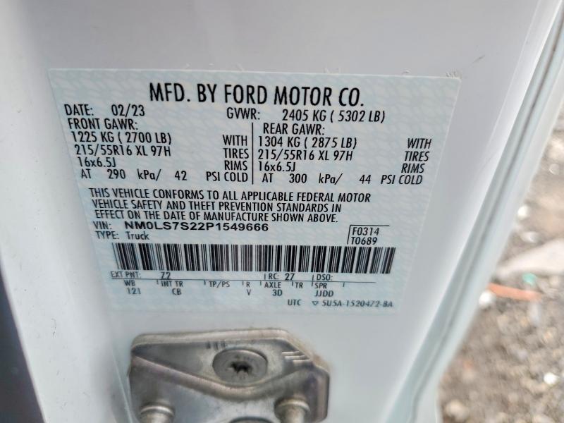 Продаж на аукціоні авто 2023 Ford Transit Connect, vin: NM0LS7S22P1549666, номер лоту: 56244356