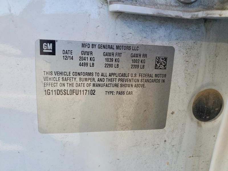 57151606 :رقم المزاد ، 1G11D5SL0FU117102 vin ، 2015 Chevrolet Malibu مزاد بيع