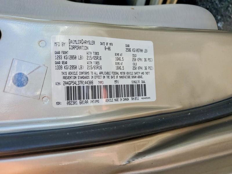 58208606 :رقم المزاد ، 2A4GP54L37R144308 vin ، 2007 Chrysler Town & Country مزاد بيع
