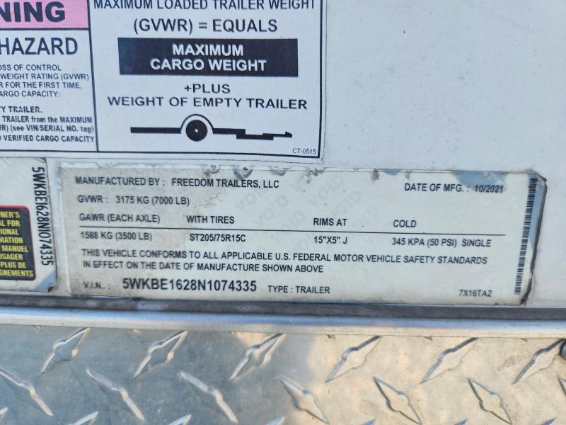 Продажа на аукционе авто 2022 Freedom Trailers Trailer, vin: 5WKBE1628N1074335, номер лота: 58795626