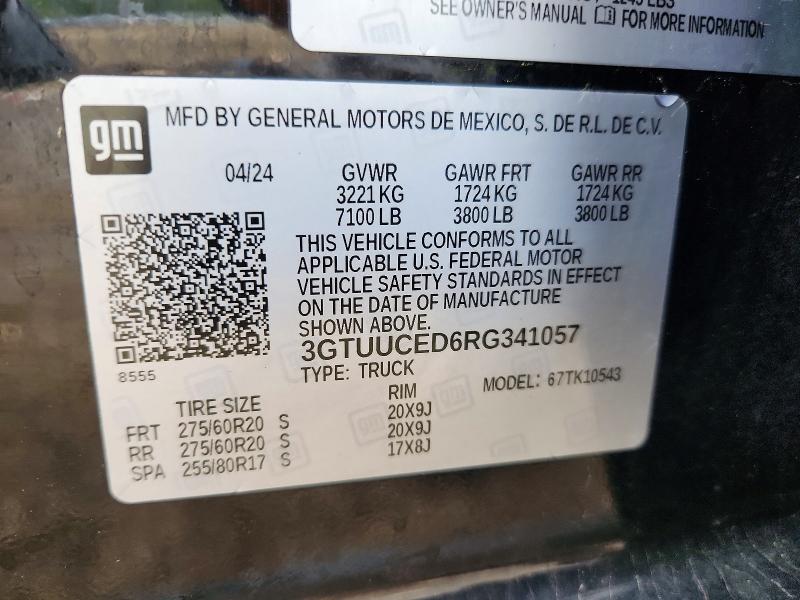 Продаж на аукціоні авто 2024 Gmc Sierra, vin: 3GTUUCED6RG341057, номер лоту: 58693016