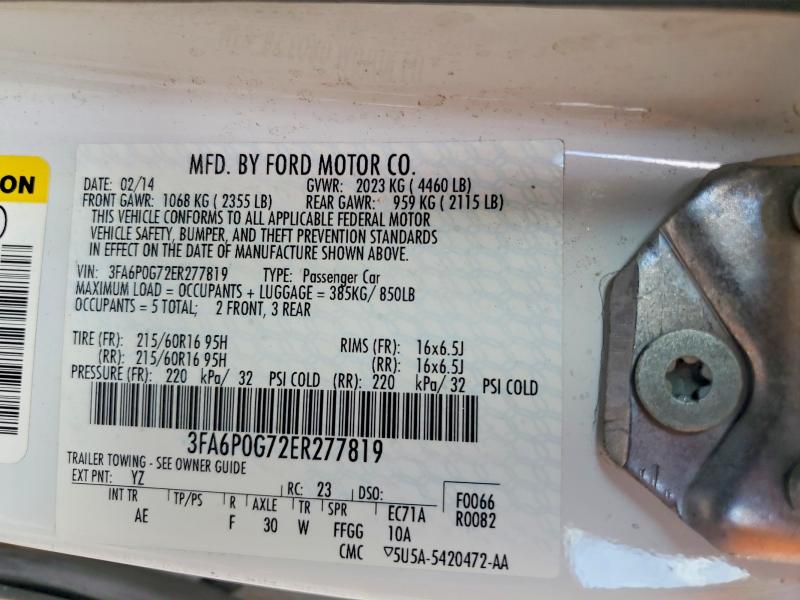 Продаж на аукціоні авто 2014 Ford Fusion, vin: 3FA6P0G72ER277819, номер лоту: 56052046