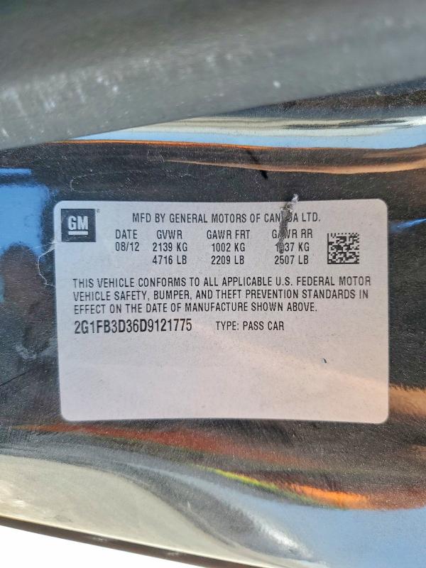 58261616 :رقم المزاد ، 2G1FB3D36D9121775 vin ، 2013 Chevrolet Camaro مزاد بيع