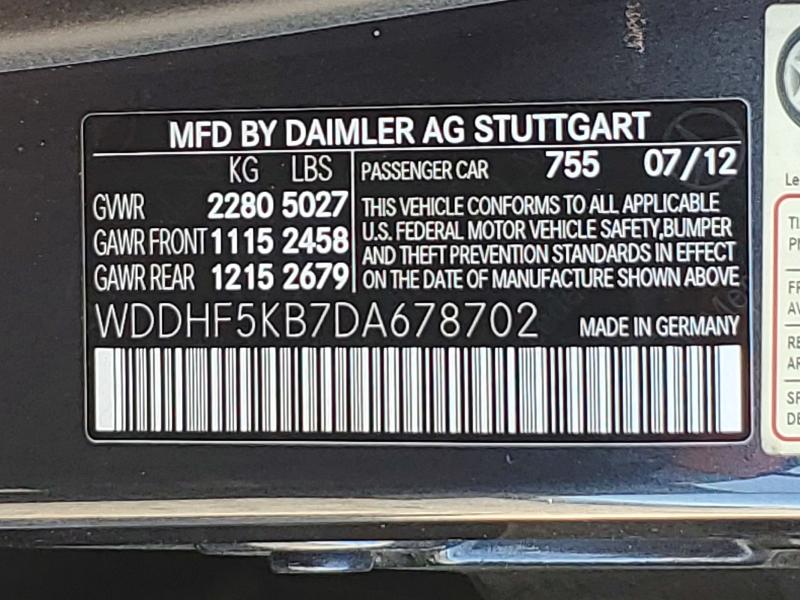 Aukcja sprzedaży 2013 Mercedes-benz E, vin: WDDHF5KB7DA678702, numer aukcji: 58268866