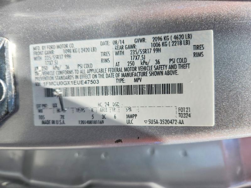 Продажа на аукционе авто 2014 Ford Escape, vin: 1FMCU0GX1EUE47503, номер лота: 55551606