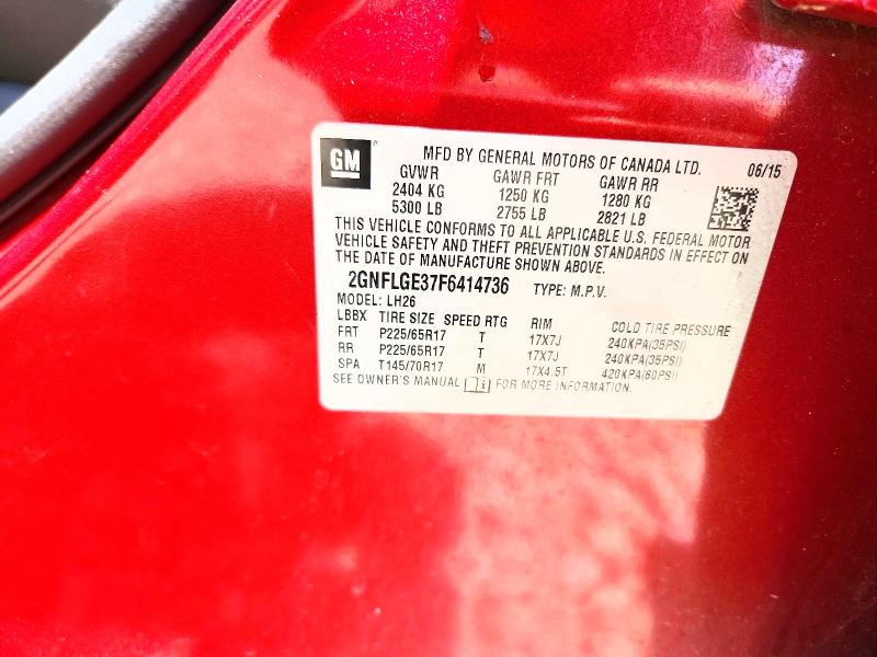 Aukcja sprzedaży 2015 Chevrolet Equinox, vin: 2GNFLGE37F6414736, numer aukcji: 55105576