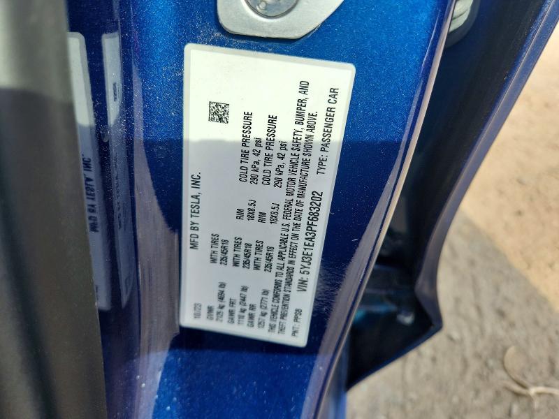 Aukcja sprzedaży 2023 Tesla Model 3, vin: 5YJ3E1EA3PF683202, numer aukcji: 57660876