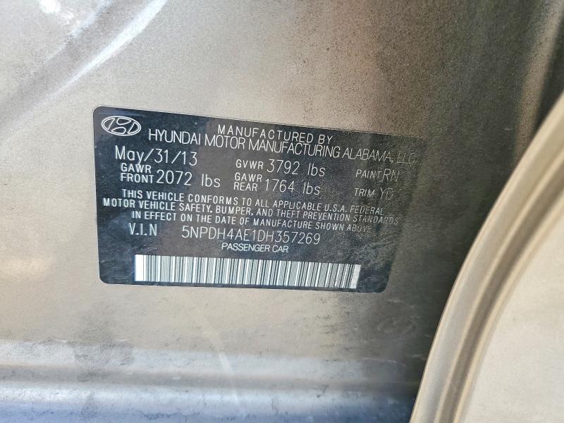 57758316 :رقم المزاد ، 5NPDH4AE1DH357269 vin ، 2013 Hyundai Elantra مزاد بيع