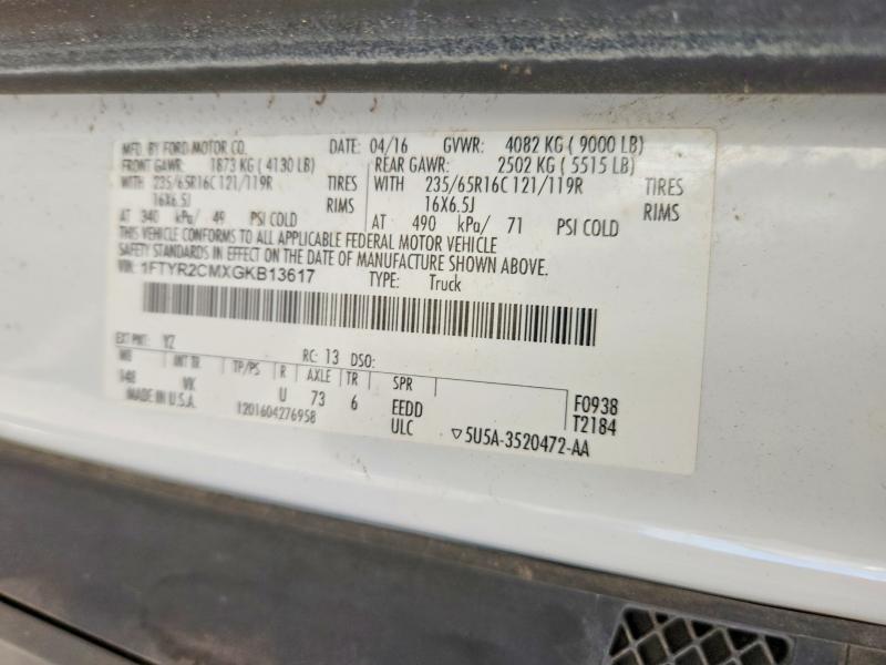 2016 Ford Transit მანქანა იყიდება აუქციონზე, vin: 1FTYR2CMXGKB13617, აუქციონის ნომერი: 55339146