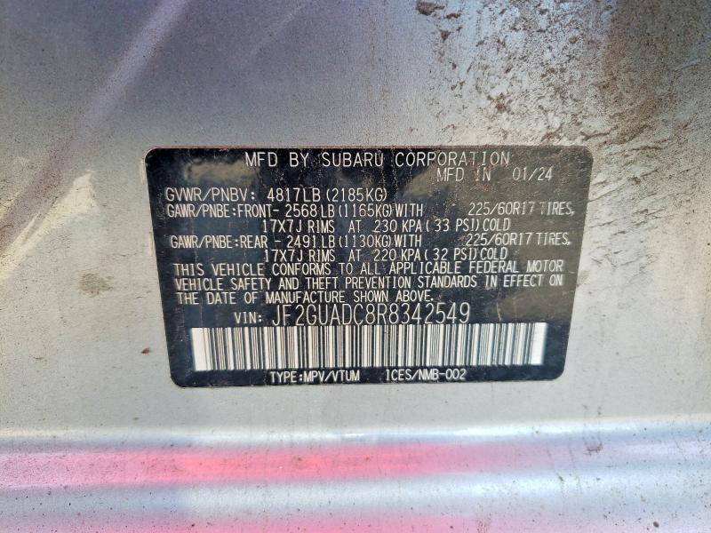 Продаж на аукціоні авто 2024 Subaru Crosstrek, vin: JF2GUADC8R8342549, номер лоту: 59113026