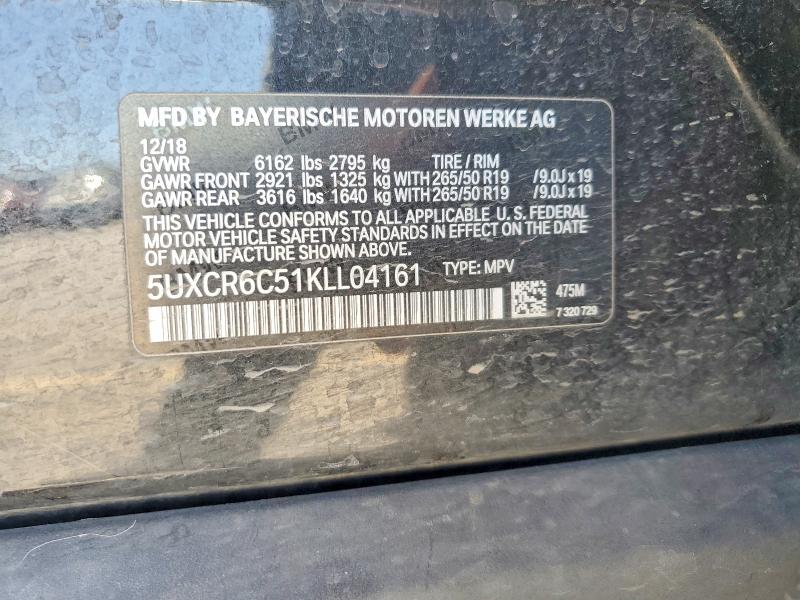 57433206 :رقم المزاد ، 5UXCR6C51KLL04161 vin ، 2019 Bmw X5 مزاد بيع