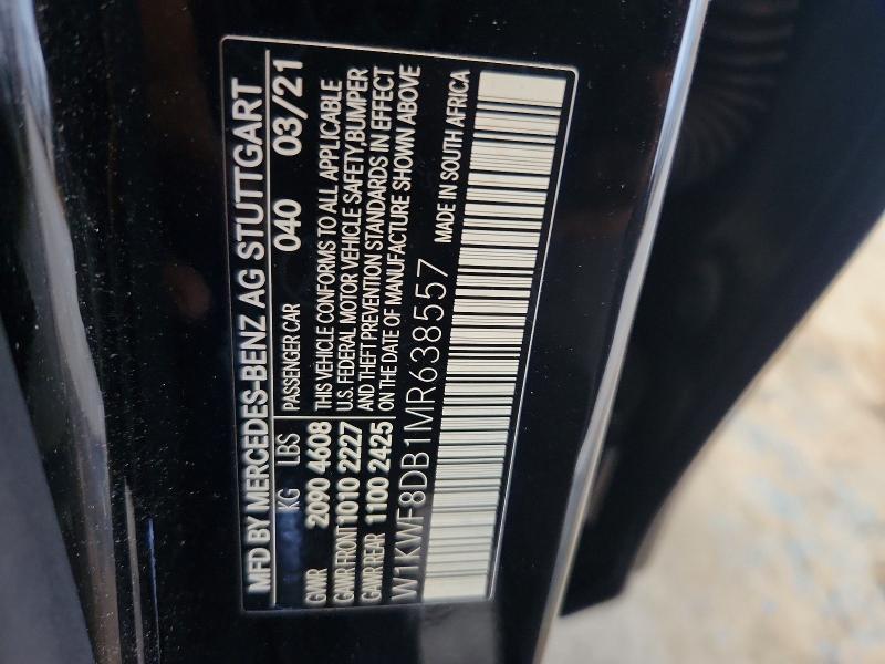 Aukcja sprzedaży 2021 Mercedes-benz C, vin: W1KWF8DB1MR638557, numer aukcji: 55752876