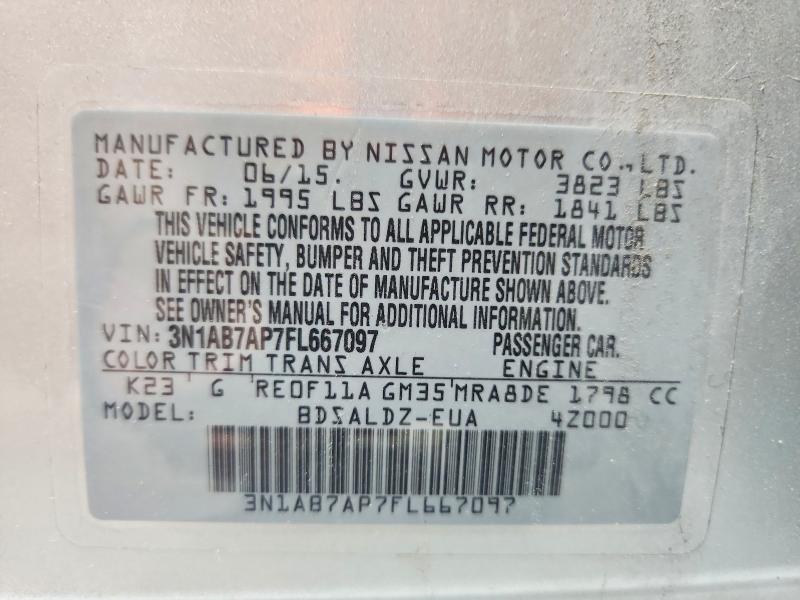 Продаж на аукціоні авто 2015 Nissan Sentra, vin: 3N1AB7AP7FL667097, номер лоту: 58442106