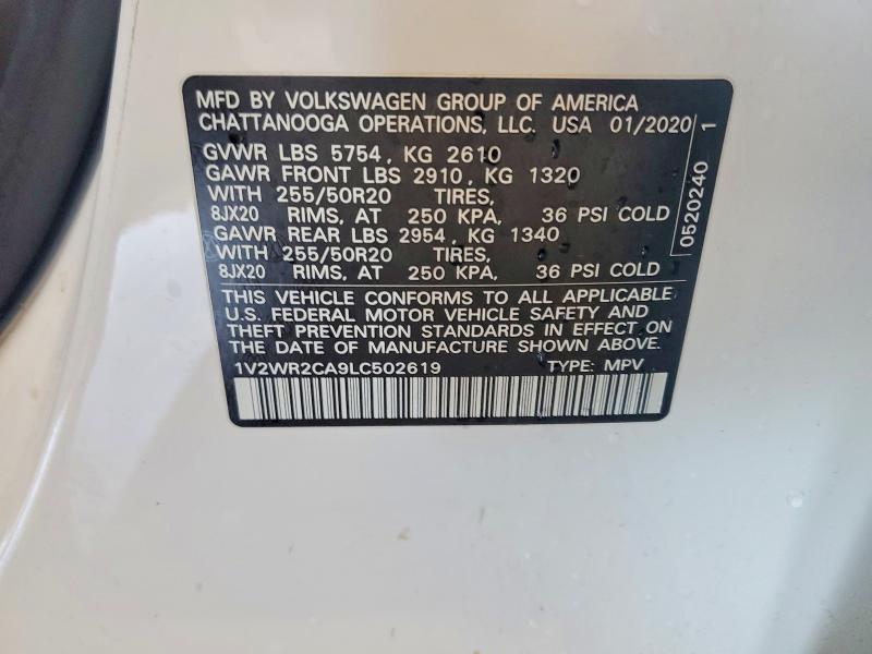 Продажа на аукционе авто 2020 Volkswagen Atlas, vin: 1V2WR2CA9LC502619, номер лота: 55179256