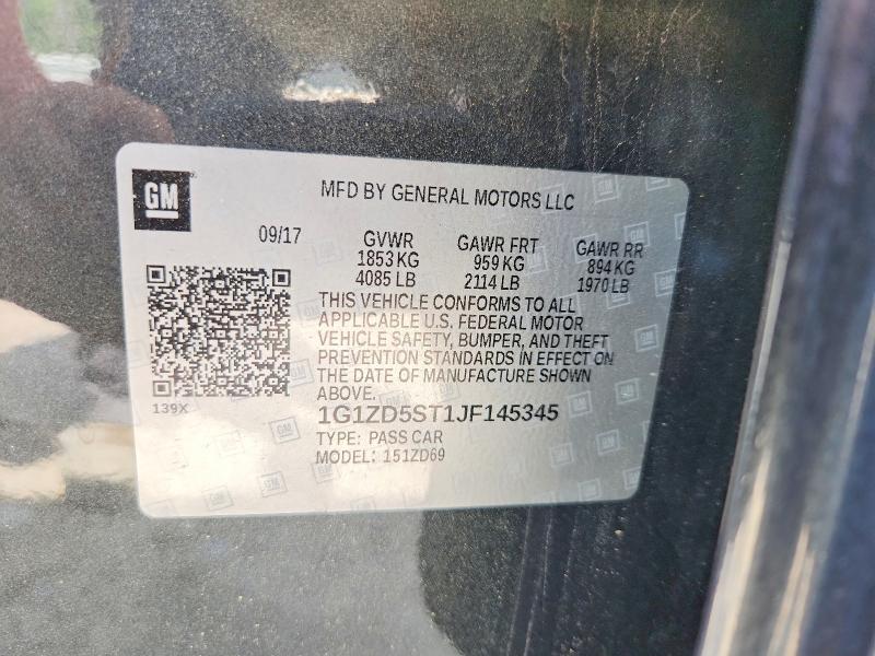 Auction sale of the 2018 Chevrolet Malibu, vin: 1G1ZD5ST1JF145345, lot number: 56357976