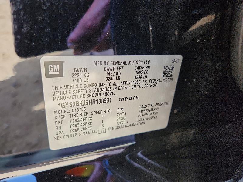 Продажа на аукционе авто 2017 Cadillac Escalade, vin: 1GYS3BKJ6HR130531, номер лота: 58605756