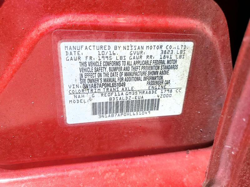 Продажа на аукционе авто 2017 Nissan Sentra, vin: 3N1AB7AP0HL651049, номер лота: 58567976