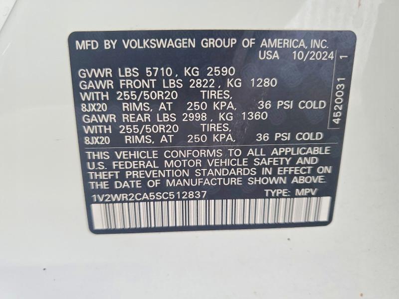 Aukcja sprzedaży 2025 Volkswagen Atlas, vin: 1V2WR2CA5SC512837, numer aukcji: 56626146